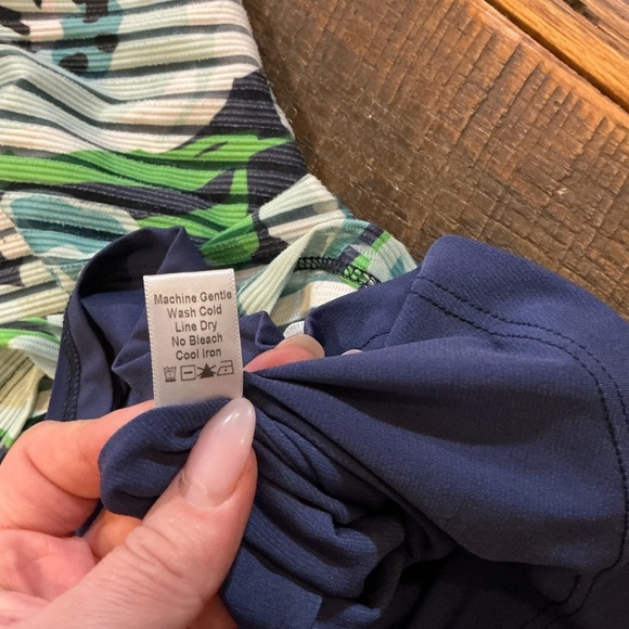 Lesley Evers Navy Blue Floral Stripe Sleeveless A-Line Dress Sz:Large USA Made - Picture 3 of 5